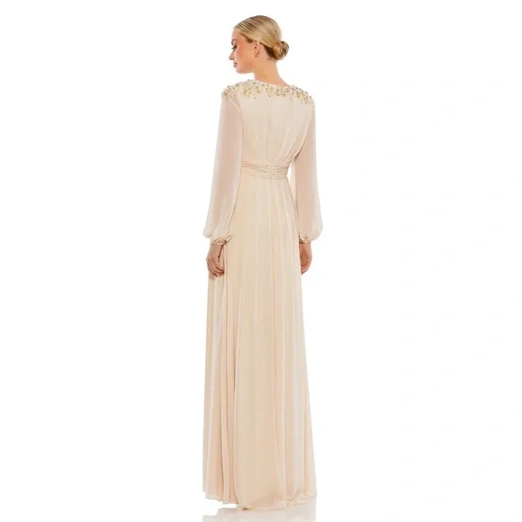 NWT MAC DUGGAL EMBELLISHED SHOULDER BLOUSON SLEEVE EVENING GOWN 55694 - Picture 3 of 5